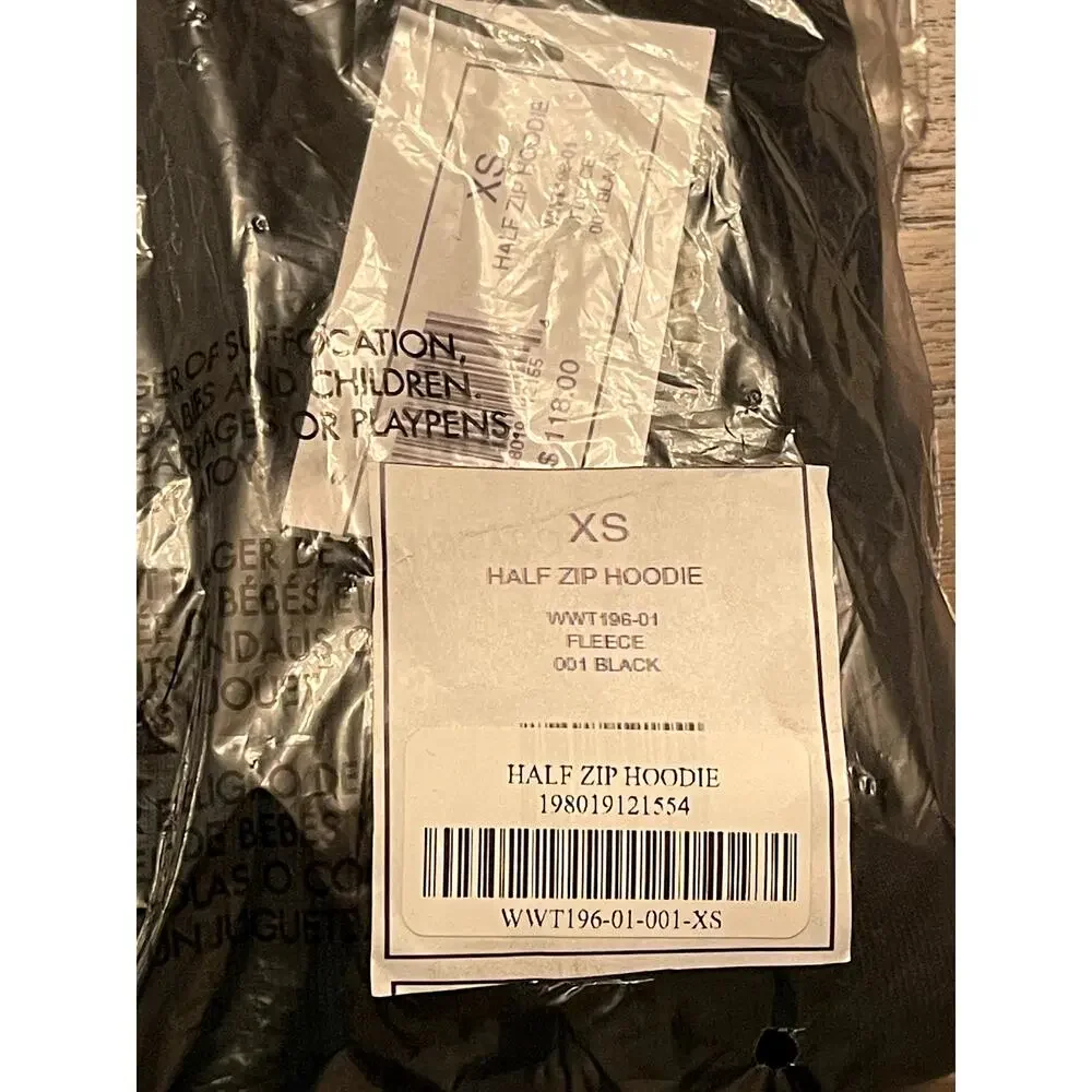 NWT Weworewhat Half Zip Hoodie Black Women's‎ Size XS